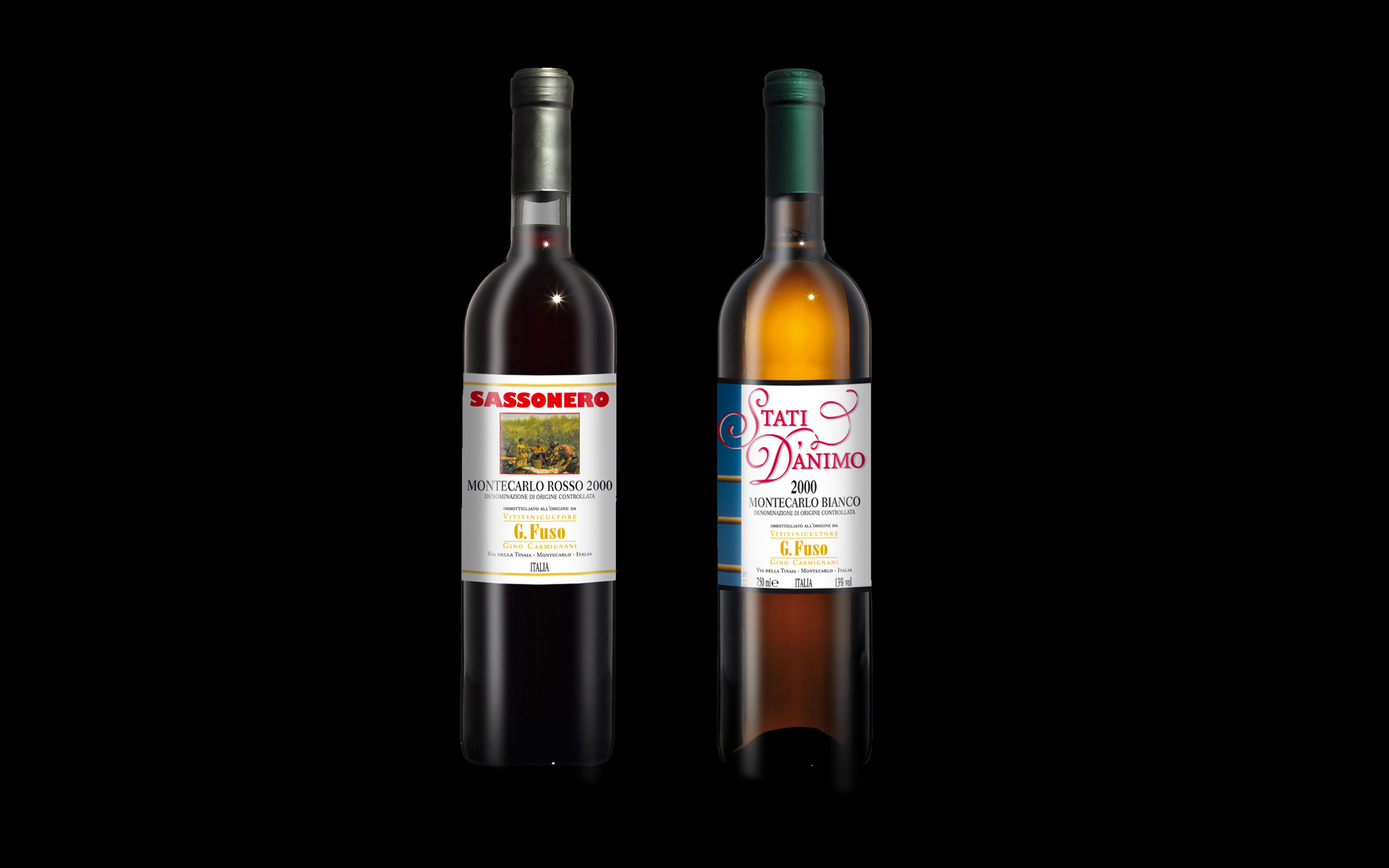 Packaging etichette vino sassonero stati d'animo gino fuso carmignani